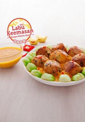 Sos Labu Keemasan dengan Bebola Ayam